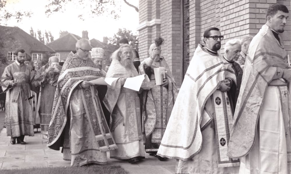 Procession of blessing the church which is now complete, 1968
